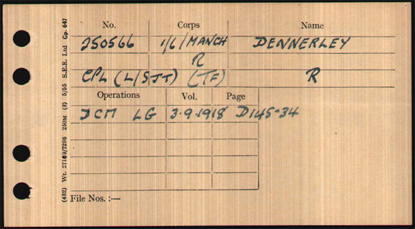 Rupert Dennerley DCM card